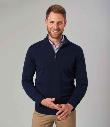 Brook Taverner Dallas Zip Neck Sweater - NAV - L